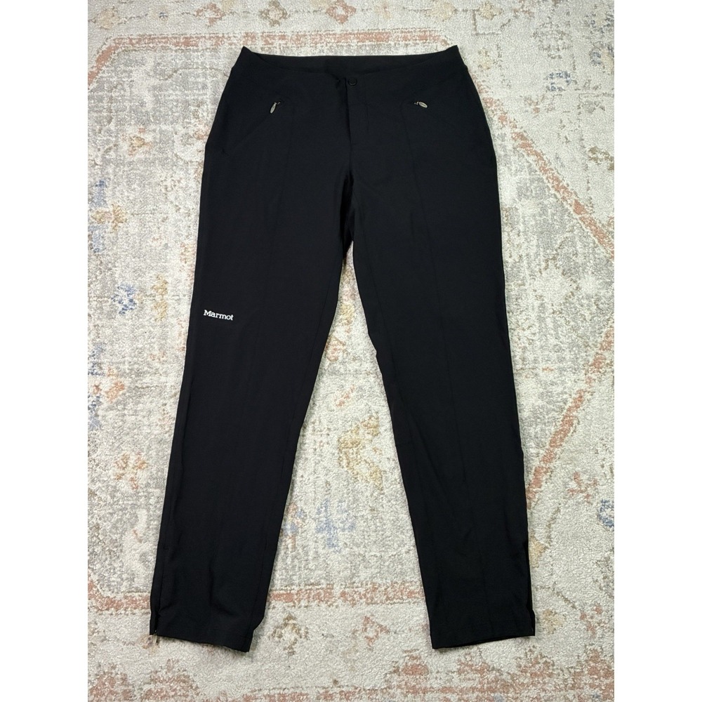 Marmot Scree Softshell Outdoor Hiking Pants Womens Sz 10 Black Ankle Zip Pockets